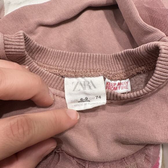 Zara Dark Blush Pink Tulle Ruffle Sweatshirt - Picture 6 of 6